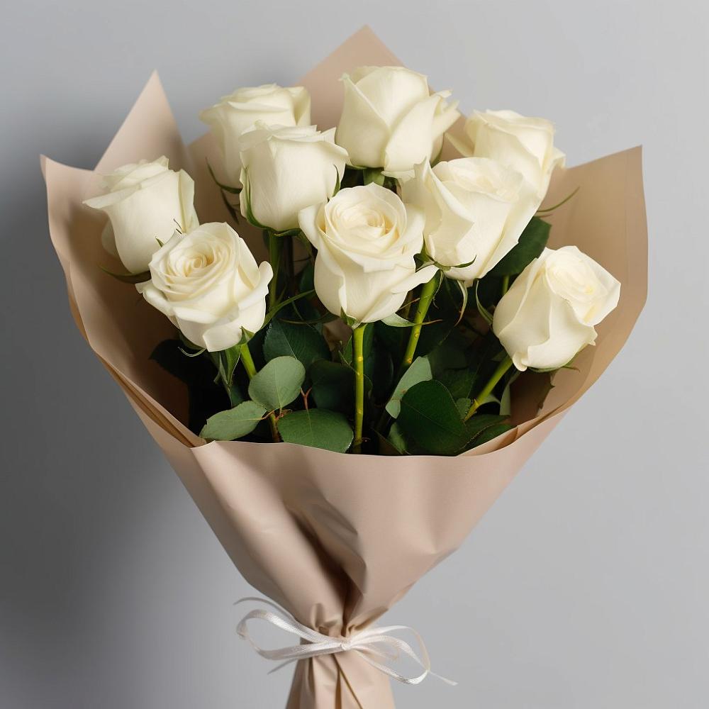 Букет 9 Белых роз Эдлесс Лав в Сторожевой
