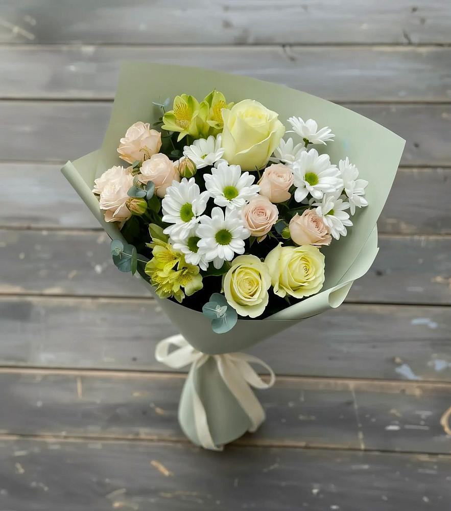 Букет цветов из: Альстромерии, Розы и Хризантемы в Сторожевой