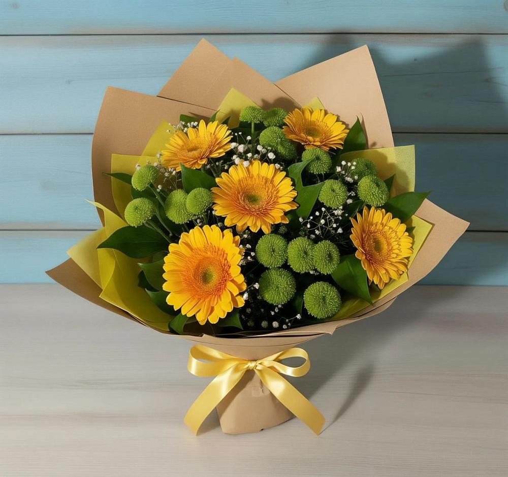 Букет цветов из: Герберы и Хризантемы в Сторожевой