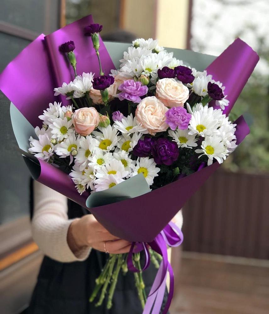 Букет цветов из: Хризантемы, Гвоздики и Розы в Сторожевой