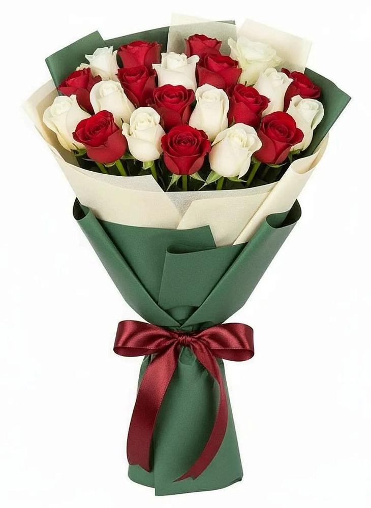 Букет Микс из красных и белых роз в Сторожевой