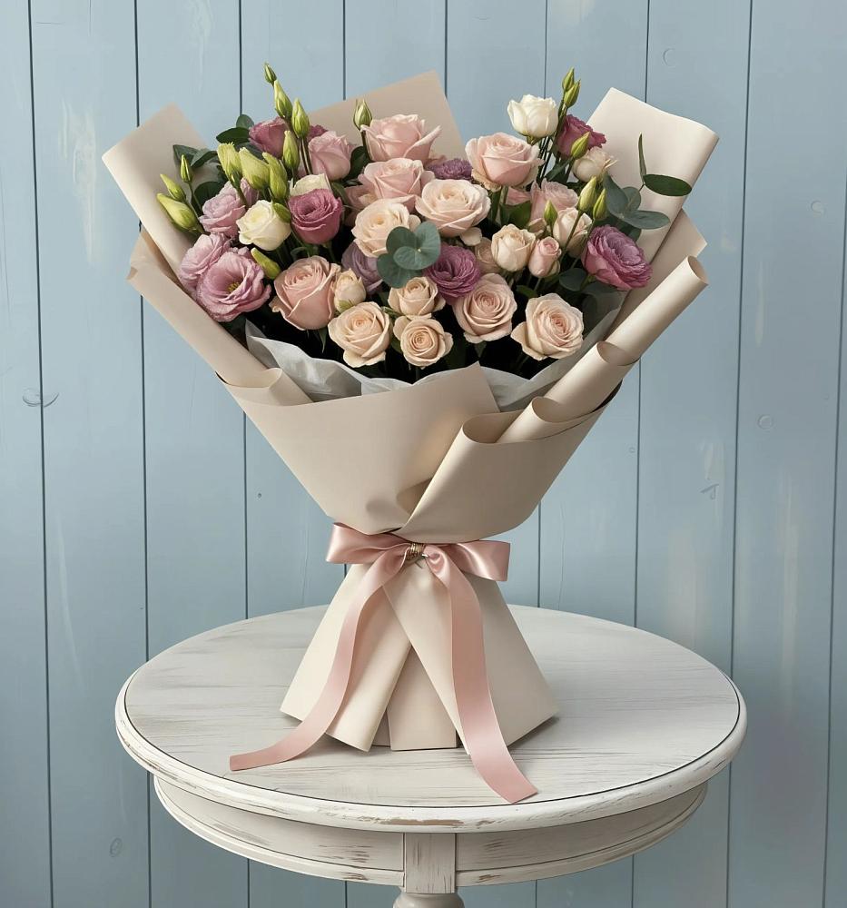 Букет цветов из: Розы и Лизиантусы в Сторожевой