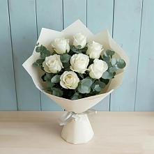 Букет Белые розы в Эвкалипте в Сторожевой